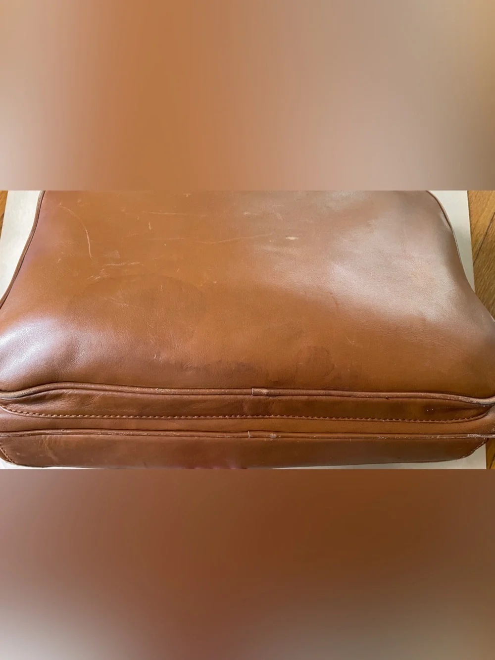 JACK SPADE // men’s cognac brown cow leather slim laptop messenger bag